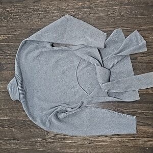 ALL ROW gray tie sweater new NWT sz M